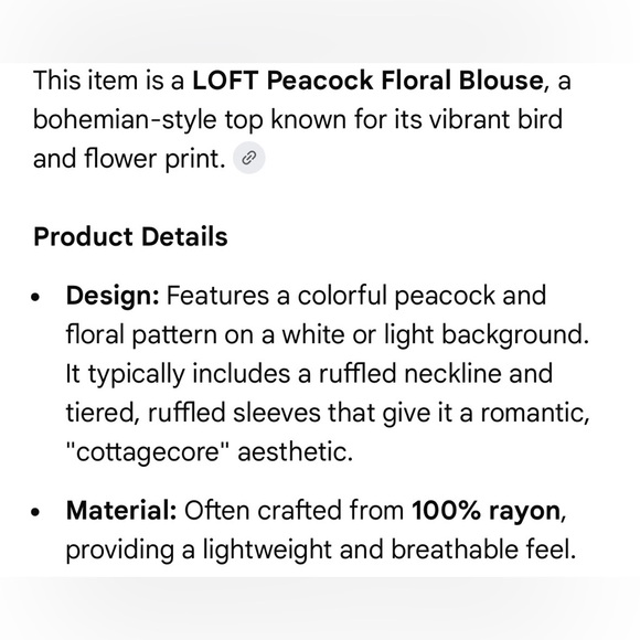 Loft Peacock Floral Print White Ruffle Long Sleeve Blouse Top Petite - Picture 17 of 17